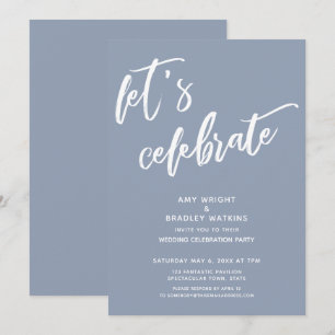 Invitation Poussiéreux Bleu Réception de Mariage Célébrons