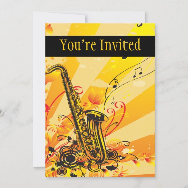 Invitation Poutres De Musique Saxophone Jazzy (Devant)