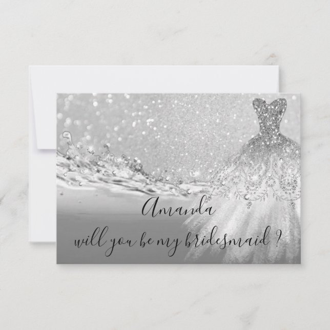 Invitation Pouvez-Vous Bridesmaid Grey Parties scintillant Oc (Devant)