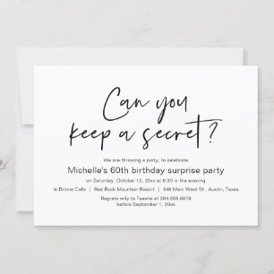 Invitation Pouvez-Vous Garder Un Secret, Surprise Anniversair