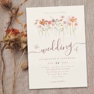 Invitation Prairie de Fleurs Sauvages Florale Beige Terracott