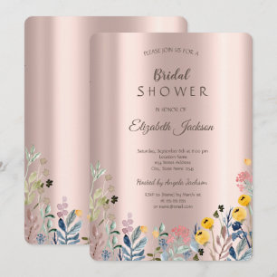 Invitation Prairie de Fleurs Sauvages Rose Gold Mariage
