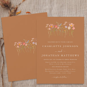 Invitation Prairie de Fleurs Sauvages Terracotta Orange Rouil