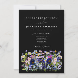 Invitation Prairie Fleurie Moderne Noir