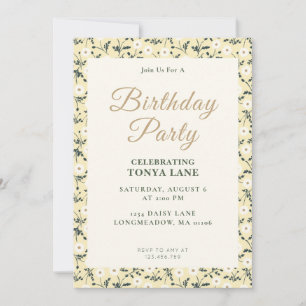 Invitation Prairie Murmurante - Bordure Florale Jaune Beurre
