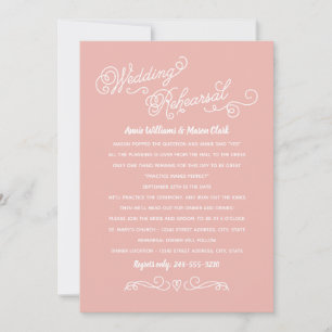 Invitation Pratique Fait Parfait Blush Pink Rehearer Dîner