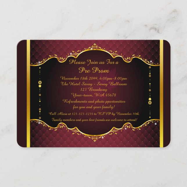 Invitation pré-bal, Pré-bal, Quinceanera, Sweet16 (Devant)