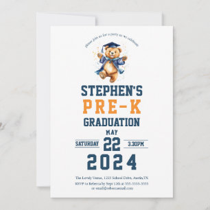 Invitation Pré-k Graduation Party mignonne ours en peluche
