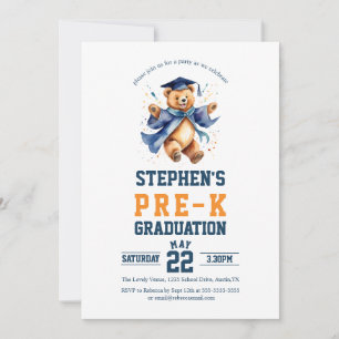Invitation Pré-K Graduation Party mignonne ours en peluche