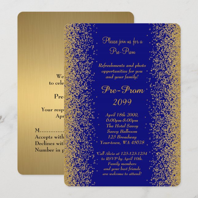 Invitation Pré Prom, Pré Prom, Quinceanera, Sweet-seize, (Devant / Derrière)