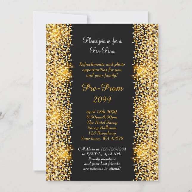 Invitation Pré Prom, Pré Prom, Quinceanera, Sweet-seize, (Devant)