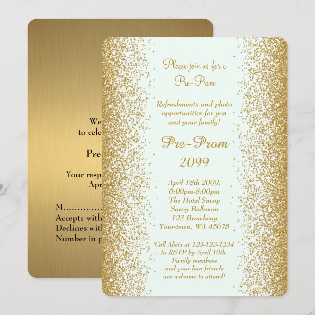 Invitation Pré Prom, Pré Prom, Quinceanera, Sweet-seize, (Devant / Derrière)