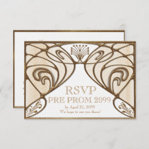 Invitation PRÉ PROM RSVP, grand Gatsby, or sur le blanc