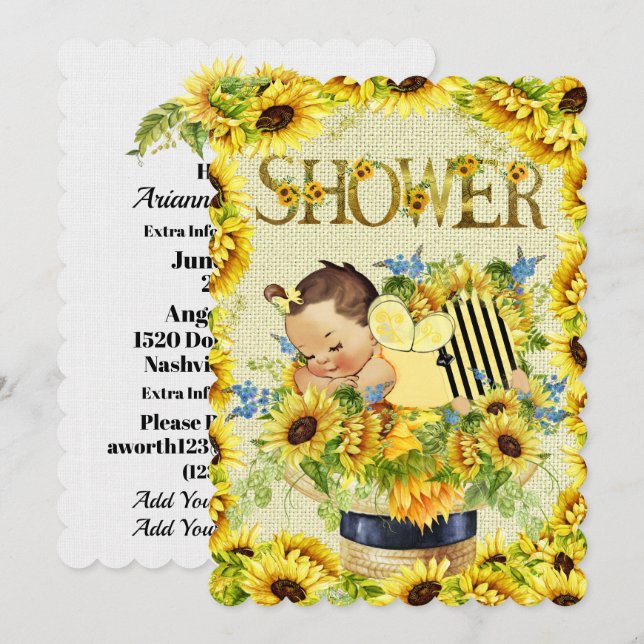 Invitation Précieuse au Baby shower (Devant / Derrière)