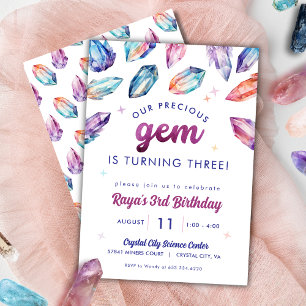 Invitation Precious Gem Girls 3e Birthday Crystals