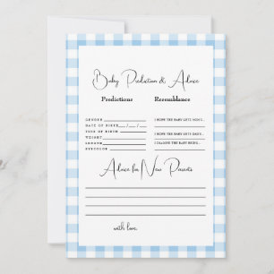 Invitation Prédictions Bébé Gingham Bleu Clair