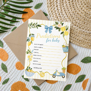 Invitation Prédictions de Baby Shower au Citron Italien