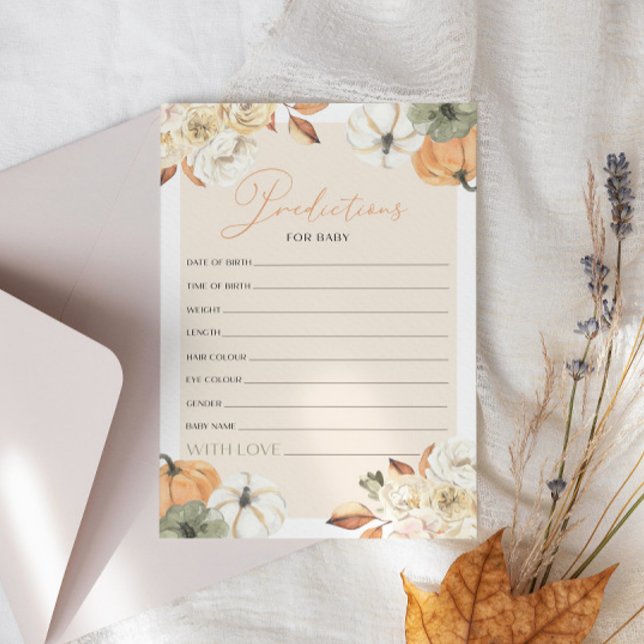 Invitation Prédictions De Baby shower citrouille Pour Baby Ga (Créateur téléchargé)