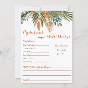 Invitation Prédictions et bien vouloir Baby shower Orange 