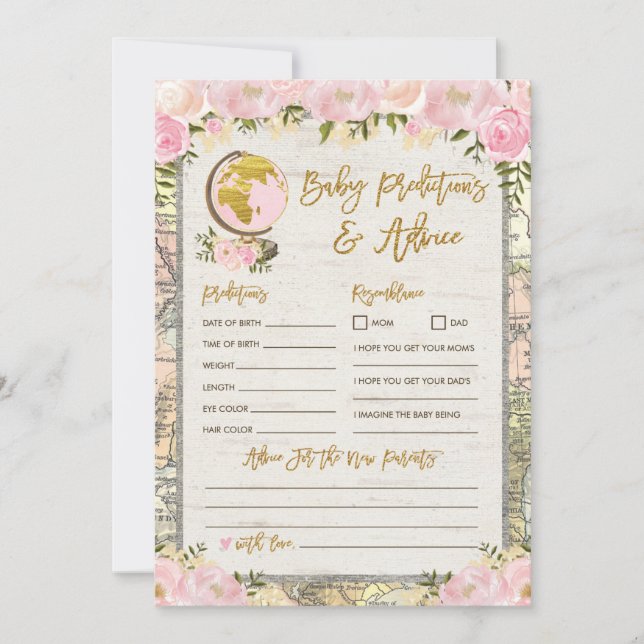 Invitation Prédictions et conseils Baby shower de voyage Cart (Devant)