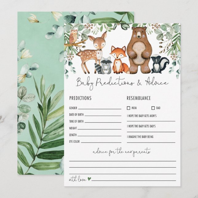 Invitation Prédictions et conseils Jeux de Baby shower des bo (Devant / Derrière)