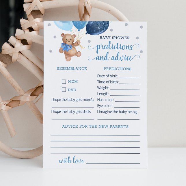 Invitation Prédictions et conseils pour bébé Baby shower Tedd (Créateur téléchargé)