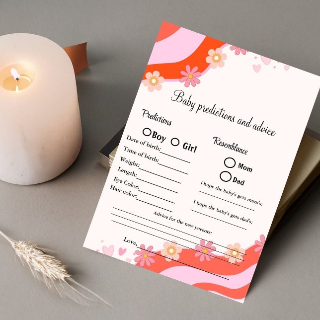 Invitation Prédictions et conseils rétros baby shower de jeu  (Créateur téléchargé)