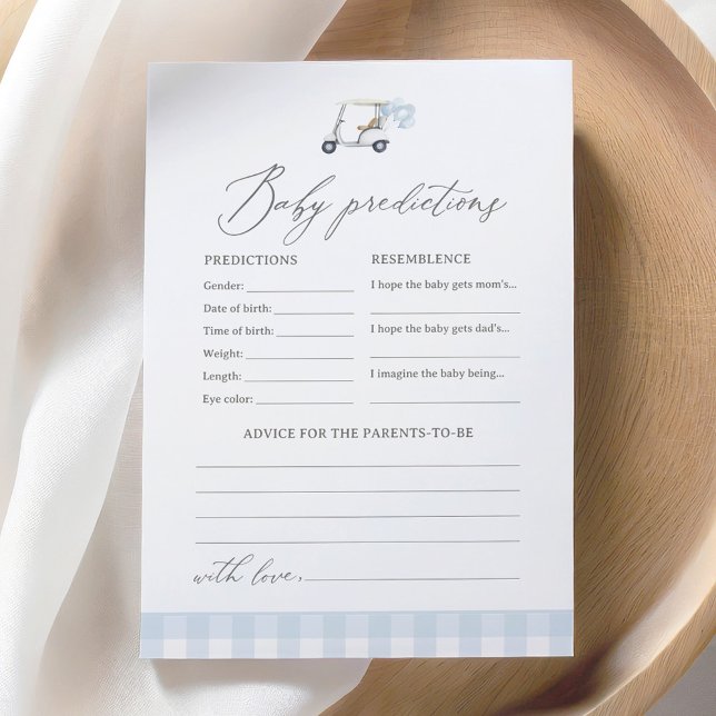 Invitation Prédictions et conseils sur le Baby shower de golf (Créateur téléchargé)