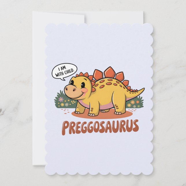Invitation Preggosaurus Je Suis Enceinte Dinosaure De Grosses (Devant)