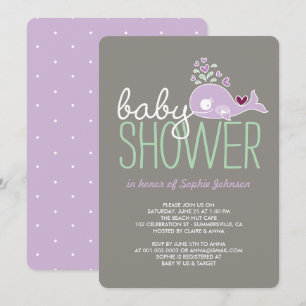 Invitation Pregnant Lilac maman baleine fille Baby shower Inv