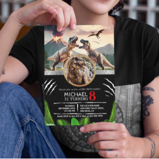 Invitation Prehistoric Dinosaur T-rex Birthday Party