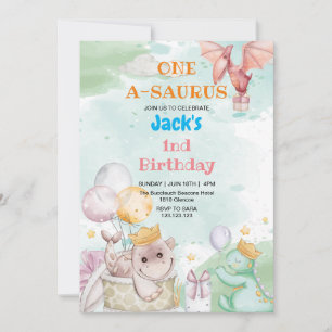Invitation Premier 1er anniversaire Cadeau et Dinosaur