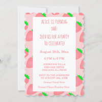 Premier 1er anniversaire fraise rose bébé fille mi