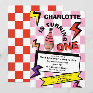 Invitation Premier Anniversaire 1er Anniversaire Visage Photo