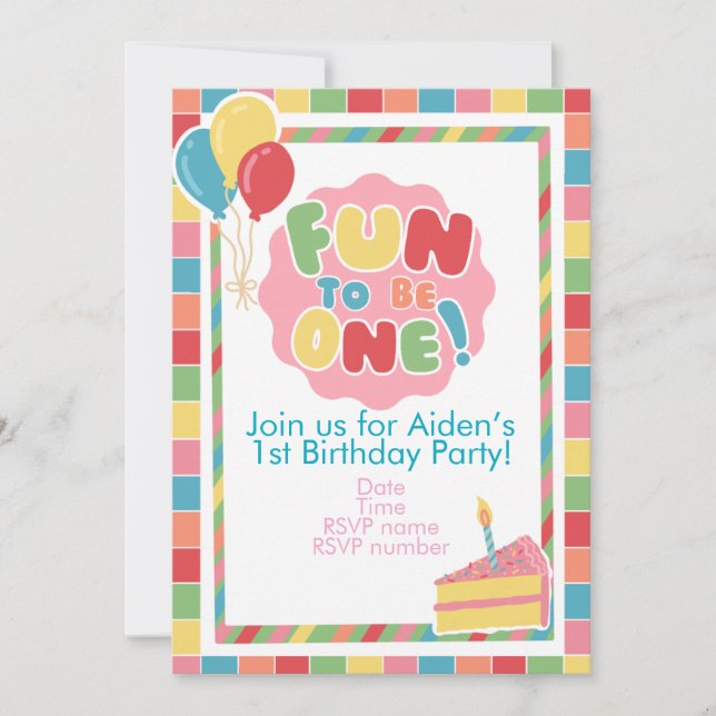 Invitation Premier Anniversaire Amusant À Être Une Fête Invit (Devant)
