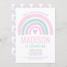 Invitation Premier anniversaire arc-en-ciel moderne