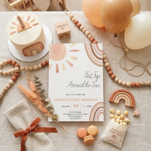 Invitation Premier Anniversaire Boho Autour Du Soleil 1er Ann