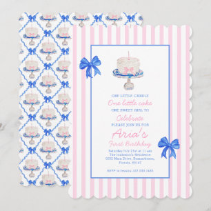 Invitation Premier Anniversaire Chinoiserie Ruffle Cake Bows