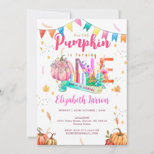 Invitation Premier anniversaire Citrouille Automne automne aq