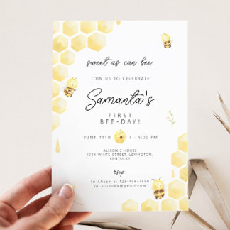 Invitation Premier anniversaire d'abeilles, notre petit miel 