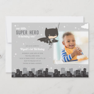 Invitation Premier anniversaire de Batman Super Hero - Photo