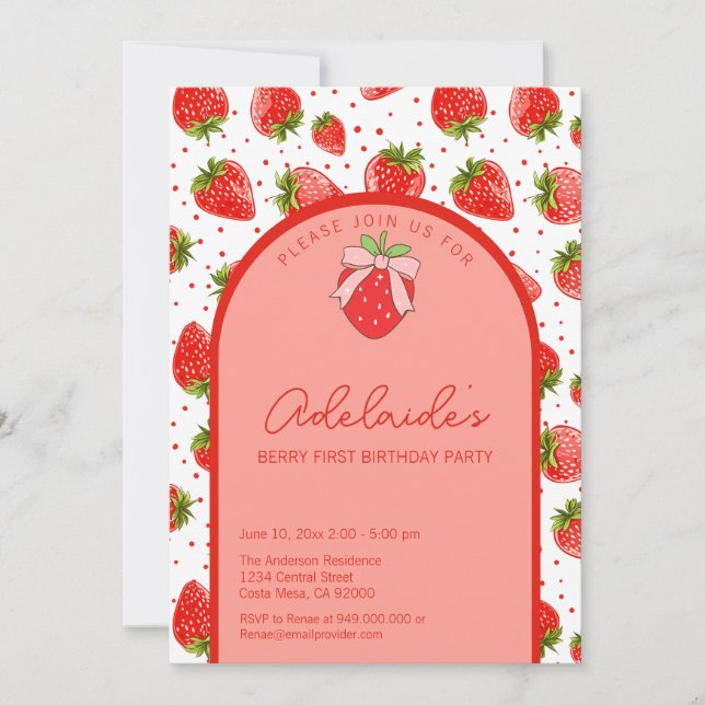 Invitation Premier Anniversaire de Berry 1er Anniversaire Fêt (Devant)