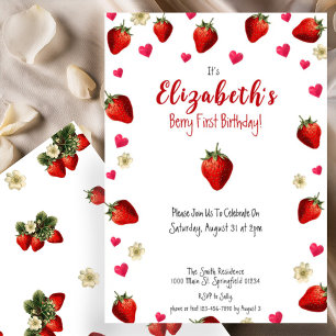 Invitation Premier anniversaire de Berry Été de fraise à carr