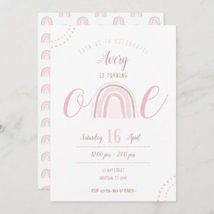 Invitation Premier anniversaire de Boho Pink Rainbow