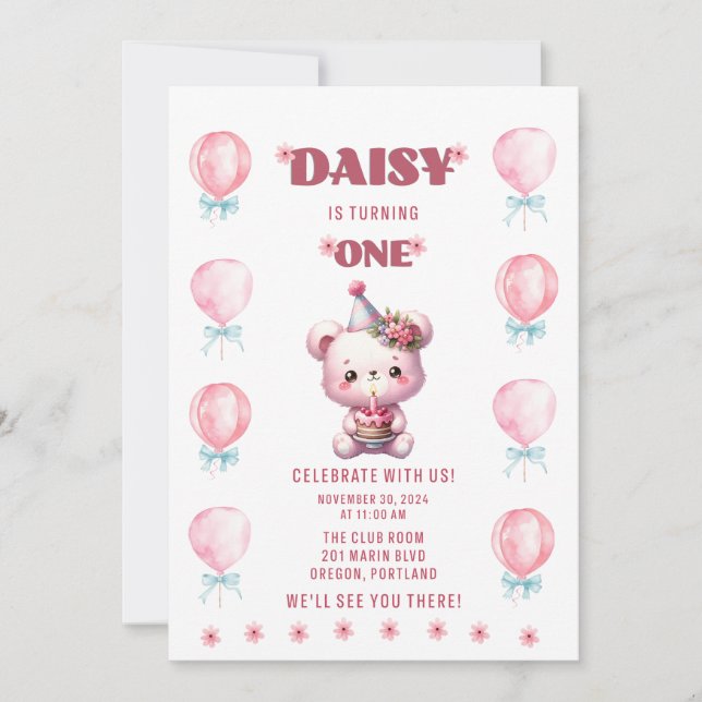 Invitation Premier anniversaire de Daisy (Devant)