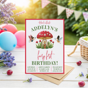 Invitation Premier anniversaire de fée, Anniversaire Jardin C