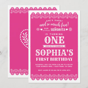 Invitation Premier anniversaire de fiesta, Papel Picado, ęr