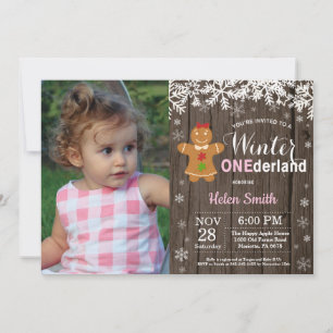 Invitation Premier anniversaire de fille rustique Onederland 