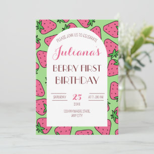 Invitation Premier anniversaire de fraise, Premier anniversai