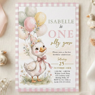 Invitation Premier anniversaire de la fille au style gingham 